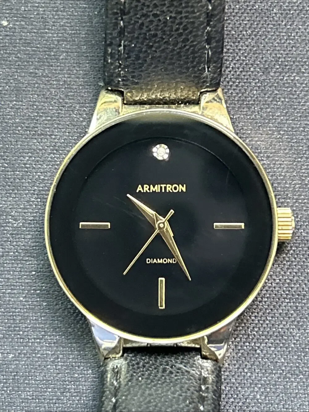 Armitron Gold Tone Case Black Dial And Band Women’s Quartz Watch